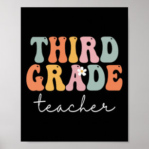 Póster Maestra Retro Groovy Vintage Primer Día De Sc