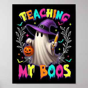 Póster Maestra Retro Spooky Enseñando Mis Boos Halloween 