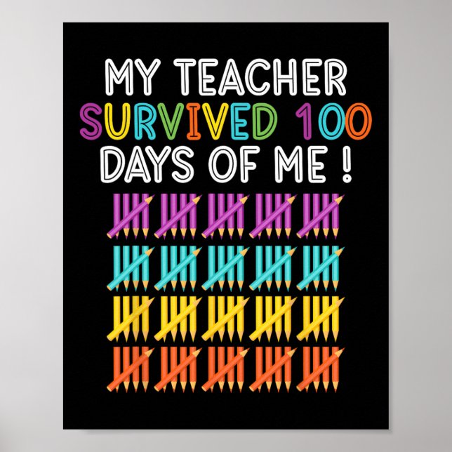 Póster Maestra Sobrevivió A 100 Días De Mí Fun School Pro (Frente)