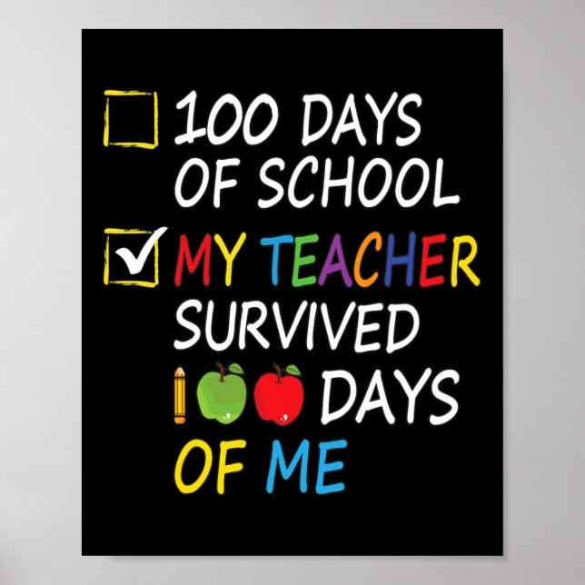 Póster Maestra Sobrevivió A 100 Días De Mí Fun School Pro (Frente)