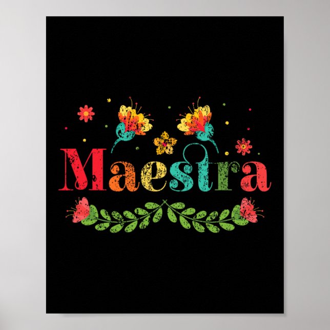 Póster Maestra Spanish Teacher Multilingual Bilingual Tea (Frente)