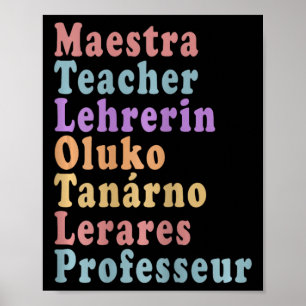 Póster Maestra Teacher - Nombres de Maestros en Diferente