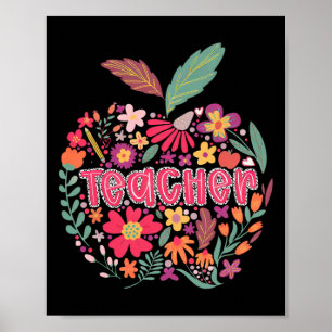 Póster Maestra Wildflower Feliz Primer Día De Escuela De