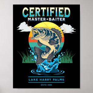 Póster Maestro Certificado Divertido de Pesca