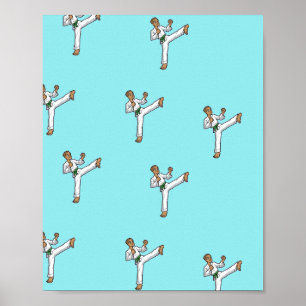 Póster maestro de artes marciales en azul