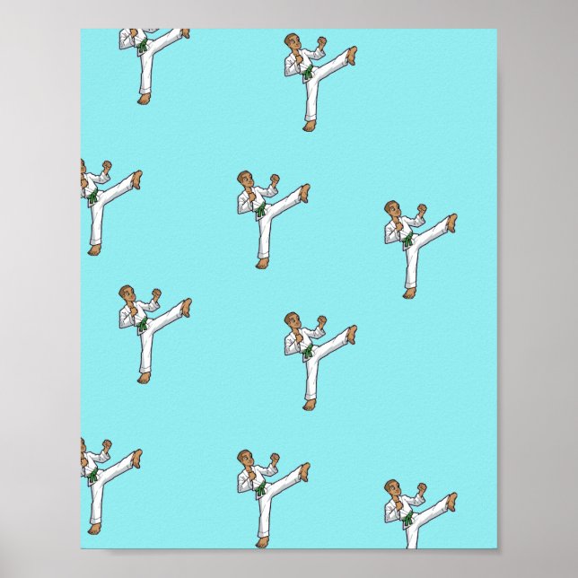 Póster maestro de artes marciales en azul (Frente)