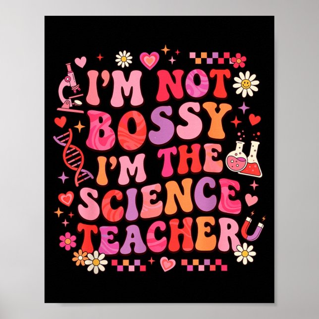 Póster Maestro de Ciencias San Valentín Retro Groovy Biol (Frente)