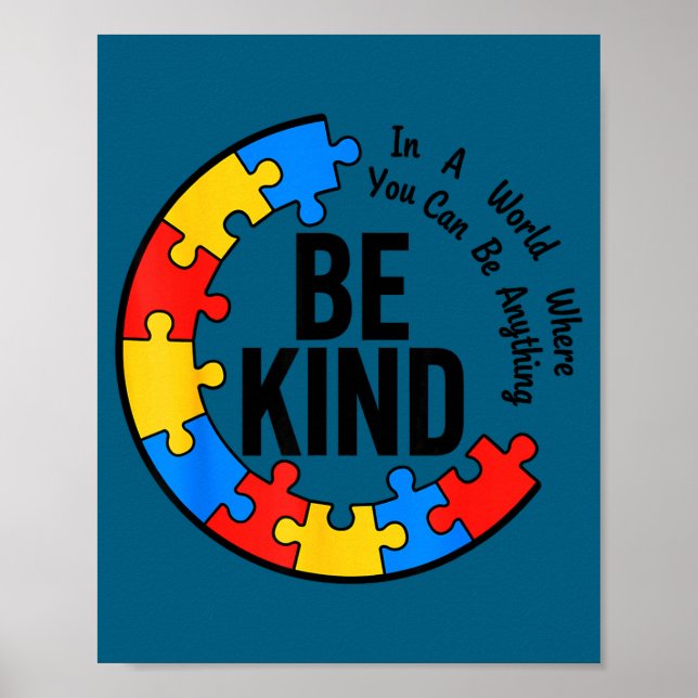 Póster Maestro de conciencia sobre el autismo sé amable p (Frente)