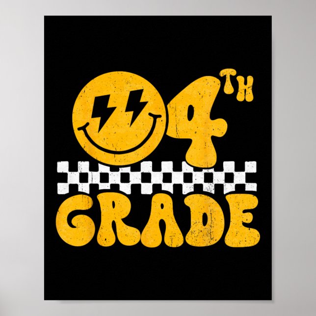 Póster Maestro de cuarto grado cara sonriente genial de 4 (Frente)