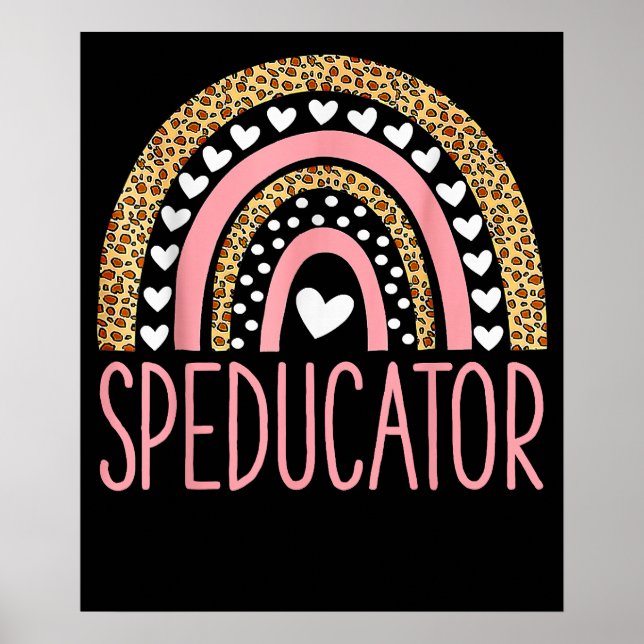 Póster Maestro de Educación Especial Corazón Arcoíris (Frente)