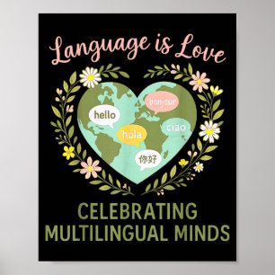 Póster Maestro de Esl El Idioma Es Amor Celebrando Multil