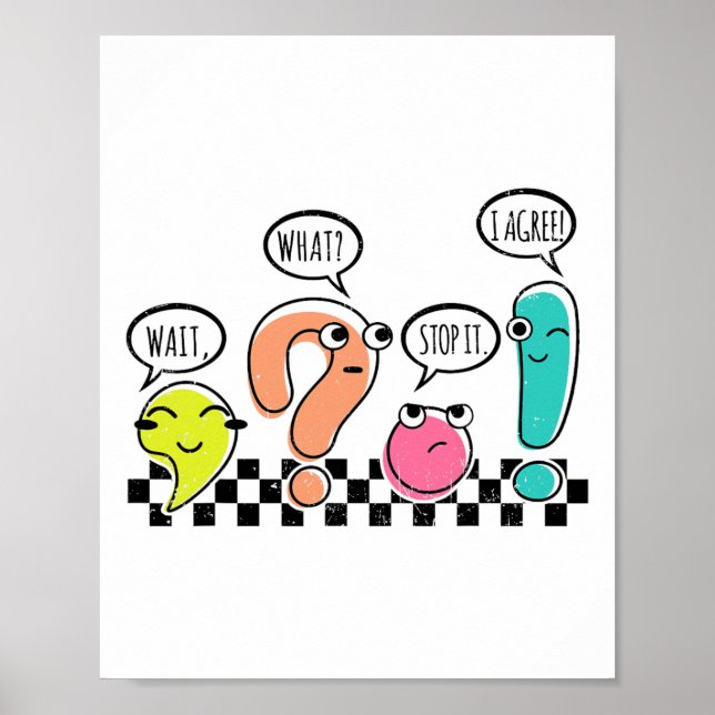 Póster Maestro de gramática Espera Qué Detente Estoy de a (Frente)
