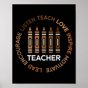 Póster Maestro de Historia Negra Enseña Amor Afroamerican