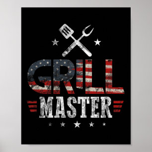 Póster Maestro de la Parrilla Bandera de EE. UU. Patrióti
