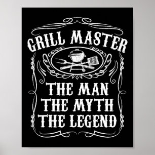 Póster Maestro de la Parrilla El Hombre El Mito Leyenda D
