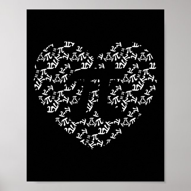 Póster Maestro de matemáticas Pi forma de corazón Pi Día  (Frente)