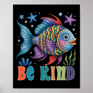 Póster Maestro de peces de escala arcoiris amable leyendo