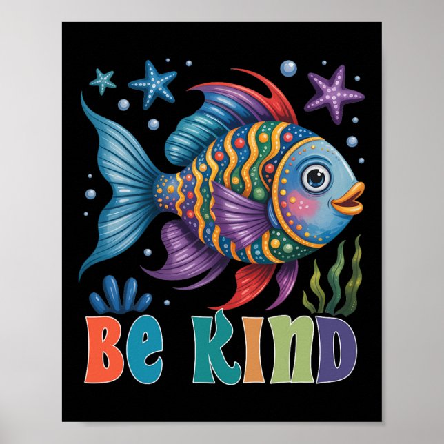 Póster Maestro de peces de escala arcoiris amable leyendo (Frente)
