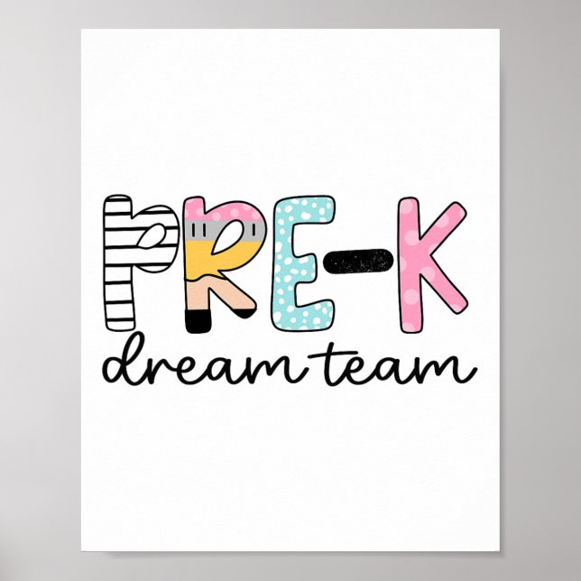 Póster Maestro de Preescolar Equipo de Sueños de Pre-k Pr (Frente)