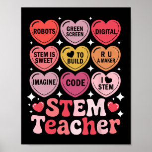 Póster Maestro de Stem Día de San Valentín Ciencia Tecnol