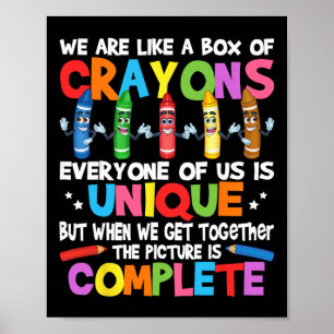 Póster Maestro Divertido Somos Como Una Caja De Crayones
