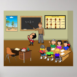 Póster Maestro Enseñando a Niños en Clase de Matemáticas 