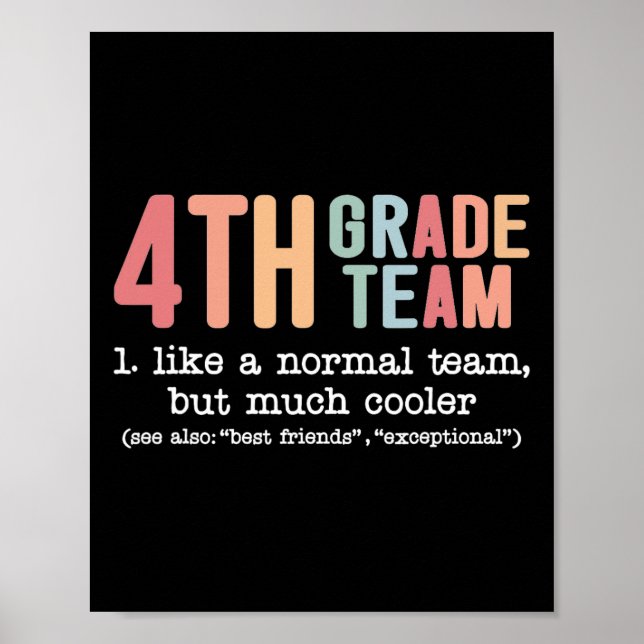 Póster Maestro Equipo De 4to Grado Como Un Equipo Normal  (Frente)