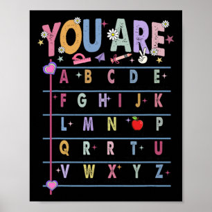 Póster Maestro Eres Letras Alfabeto Aprende Abcs Espalda 