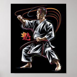 Póster Maestro Karate En Acción Para Los Hinchas De Las A