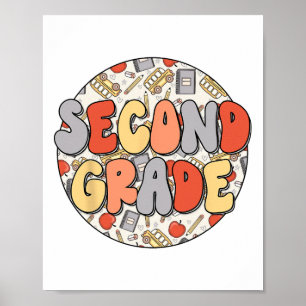 Póster Maestros Retro Groovy de segundo grado Vibes Niños