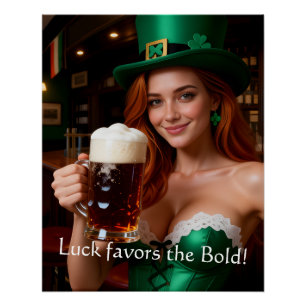 Póster Maeve en corsé esmeralda Pub irlandés Día de San P