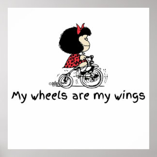 Póster Mafalda en bicicleta