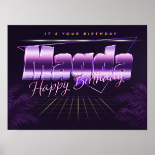 Póster Magda Nombre Vorname lila retro Poster Geburtstag