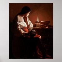 Magdalena con la llama del tabaco, La Tour