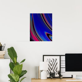Póster Magenta azul oscuro Resumen Swirtal Fractal Swirl