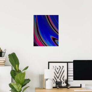 Póster Magenta azul oscuro Resumen Swirtal Fractal Swirl