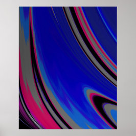Póster Magenta azul oscuro Resumen Swirtal Fractal Swirl