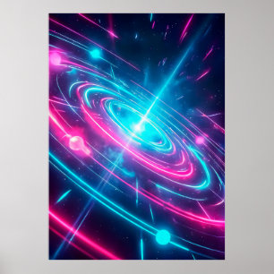 Póster Magenta Cian Neon Vibrante Pulso Cósmico