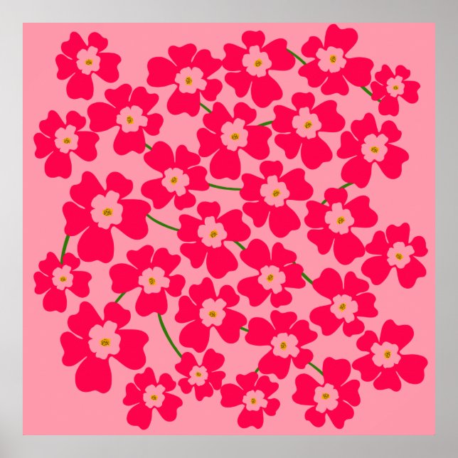 Póster Magenta Pink Fantasy Flower Power    (Frente)