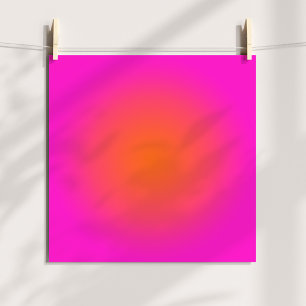 Póster Magenta Rosa Caliente y Aura Naranja Brillante Omb
