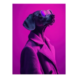 Póster Magenta Swagger: Stylish Weimaraner in Pink Coat