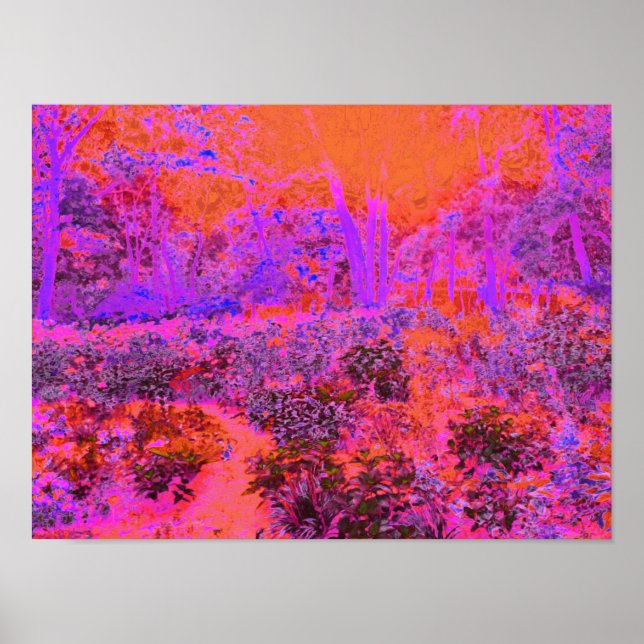 Póster Magenta Trippy y Jardín Impresionante Naranja (Frente)