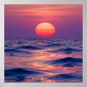 Póster Magenta y horizonte añil abstracto 💜