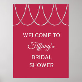 Póster Magenta y Pearls Bridal Shower Poster