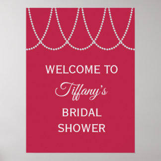 Póster Magenta y Pearls Bridal Shower Poster