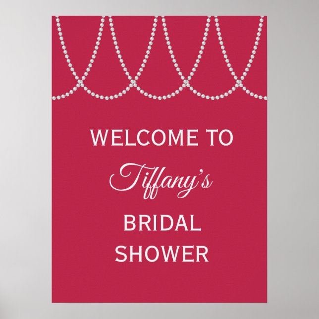 Póster Magenta y Pearls Bridal Shower Poster (Frente)