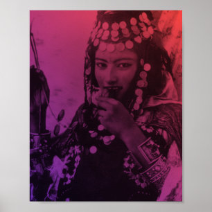 Póster Maghreb Rojo Rosa Ouled Naïl Berber Chica Pos