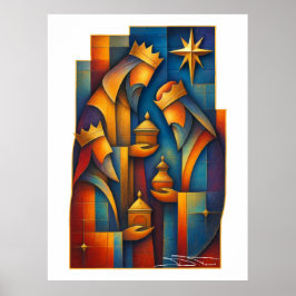 Póster Magi Geométrico - Estrella de Navidad de los Tres 