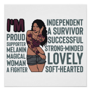 Póster Magia chica negra, melanina, sista, esquí marrón