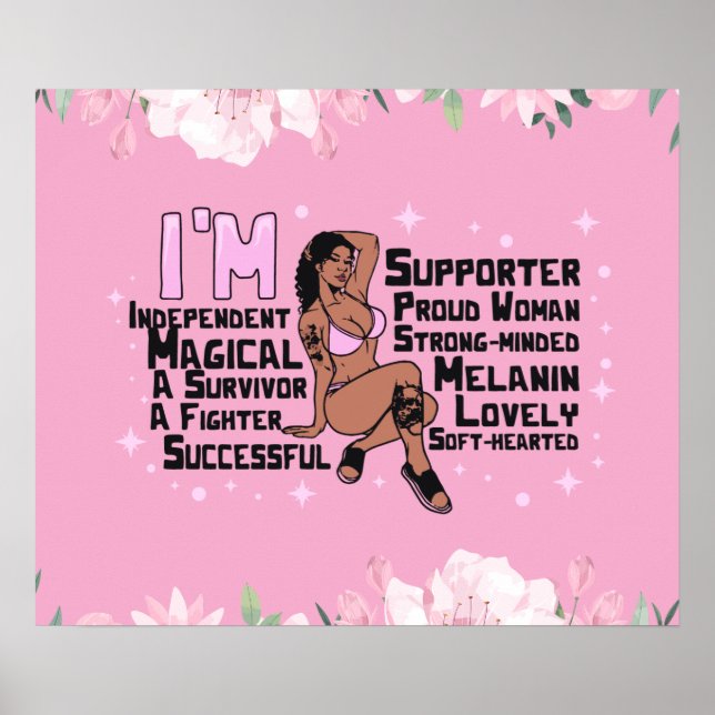 Póster Magia chica negra, melanina, sista, esquí marrón (Frente)